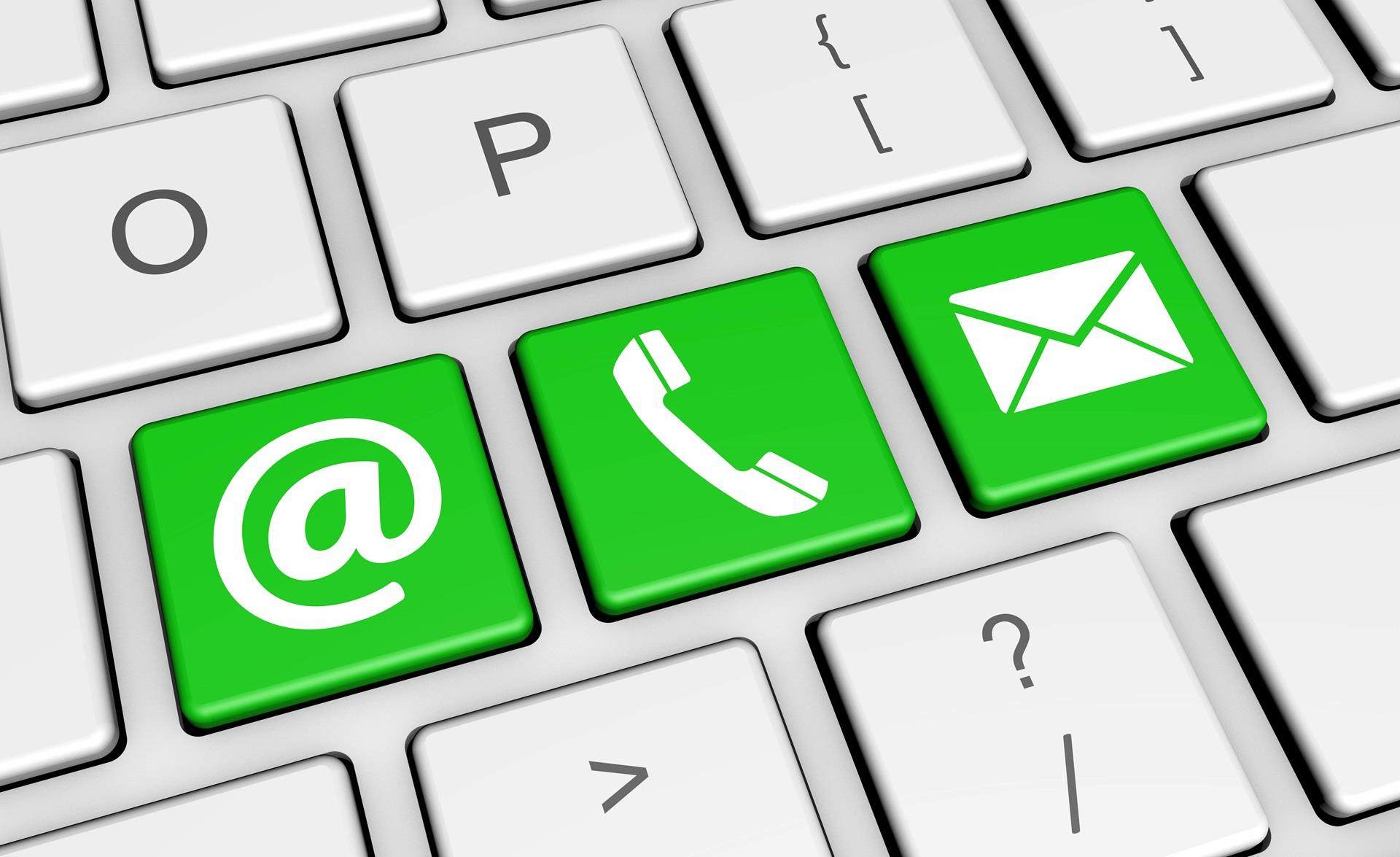 Green contact us button on keyboard
