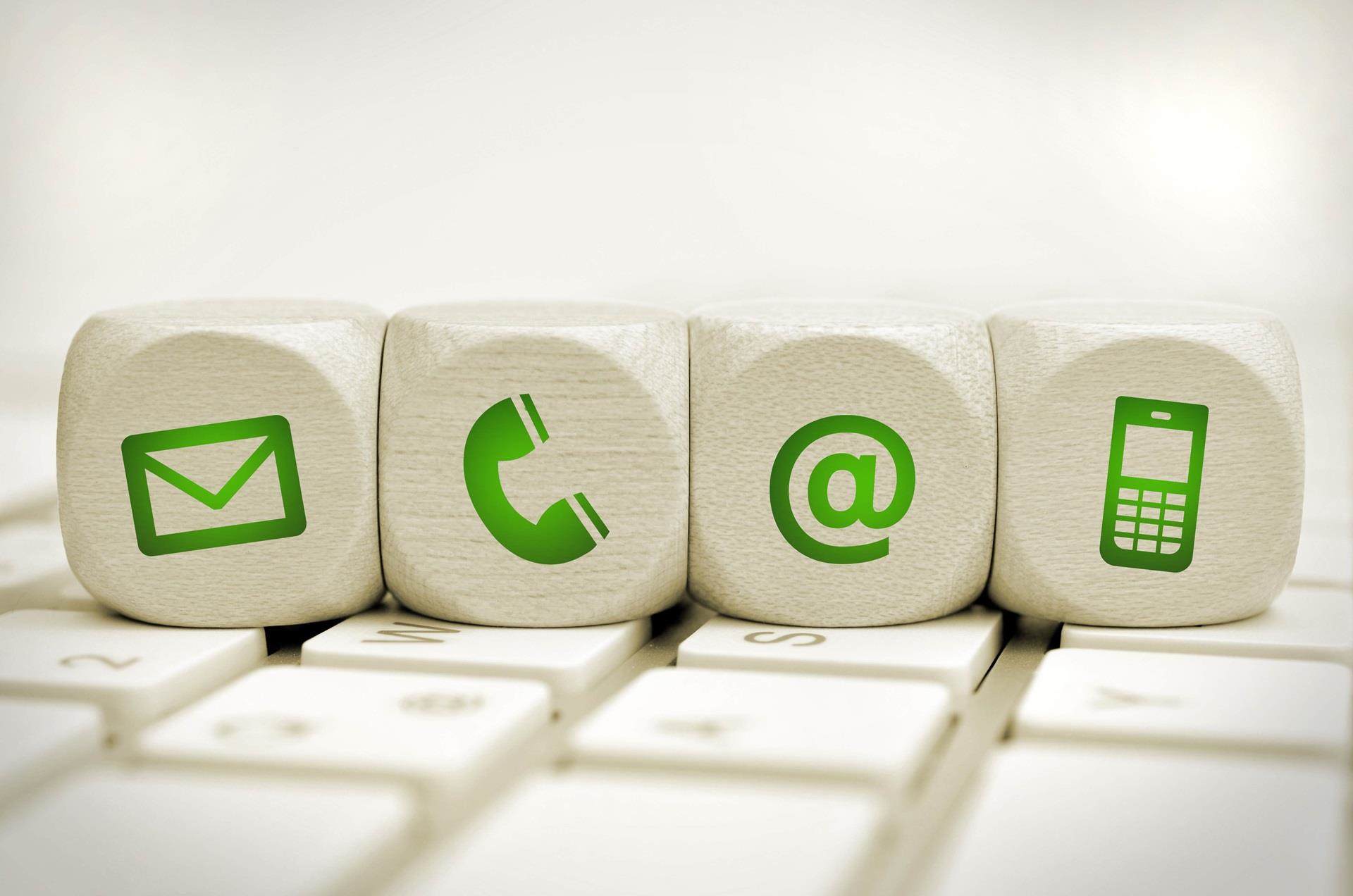 Blocks with contact icons printed in green