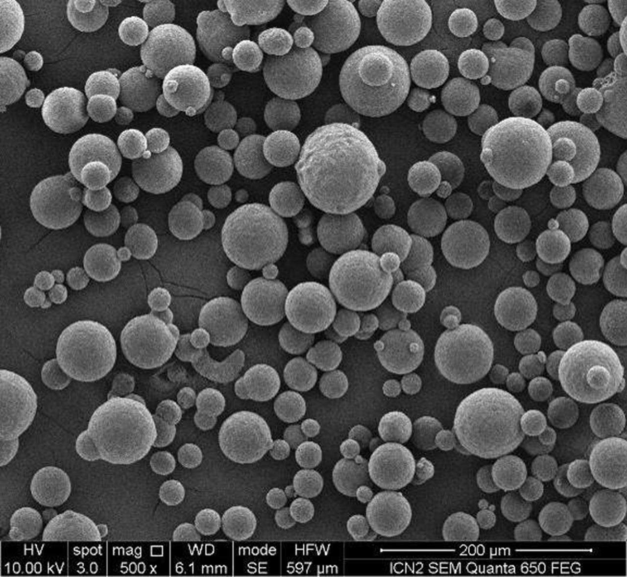 SEM of microencapsulated phase change materials
